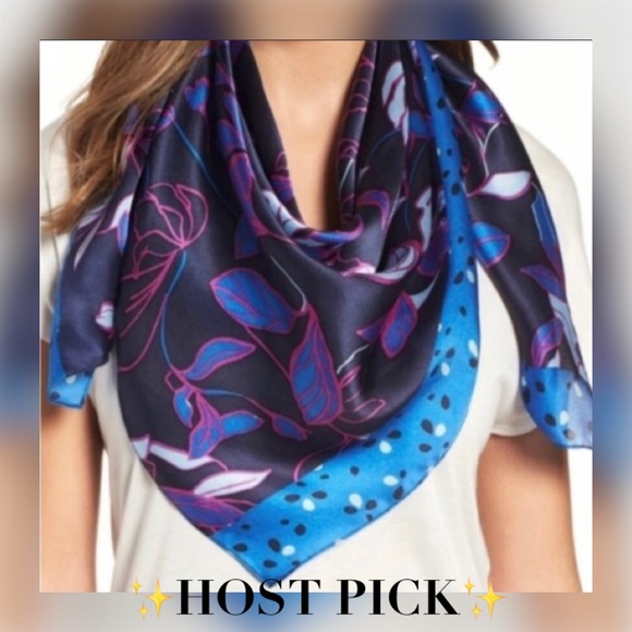 Halogen Accessories - HP x2 - Halogen 100% Silk wear 3 ways scarf - floral print - NWT $78 retail